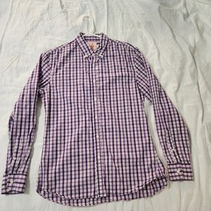 J Press Button Up Purple checkered shirt. L
